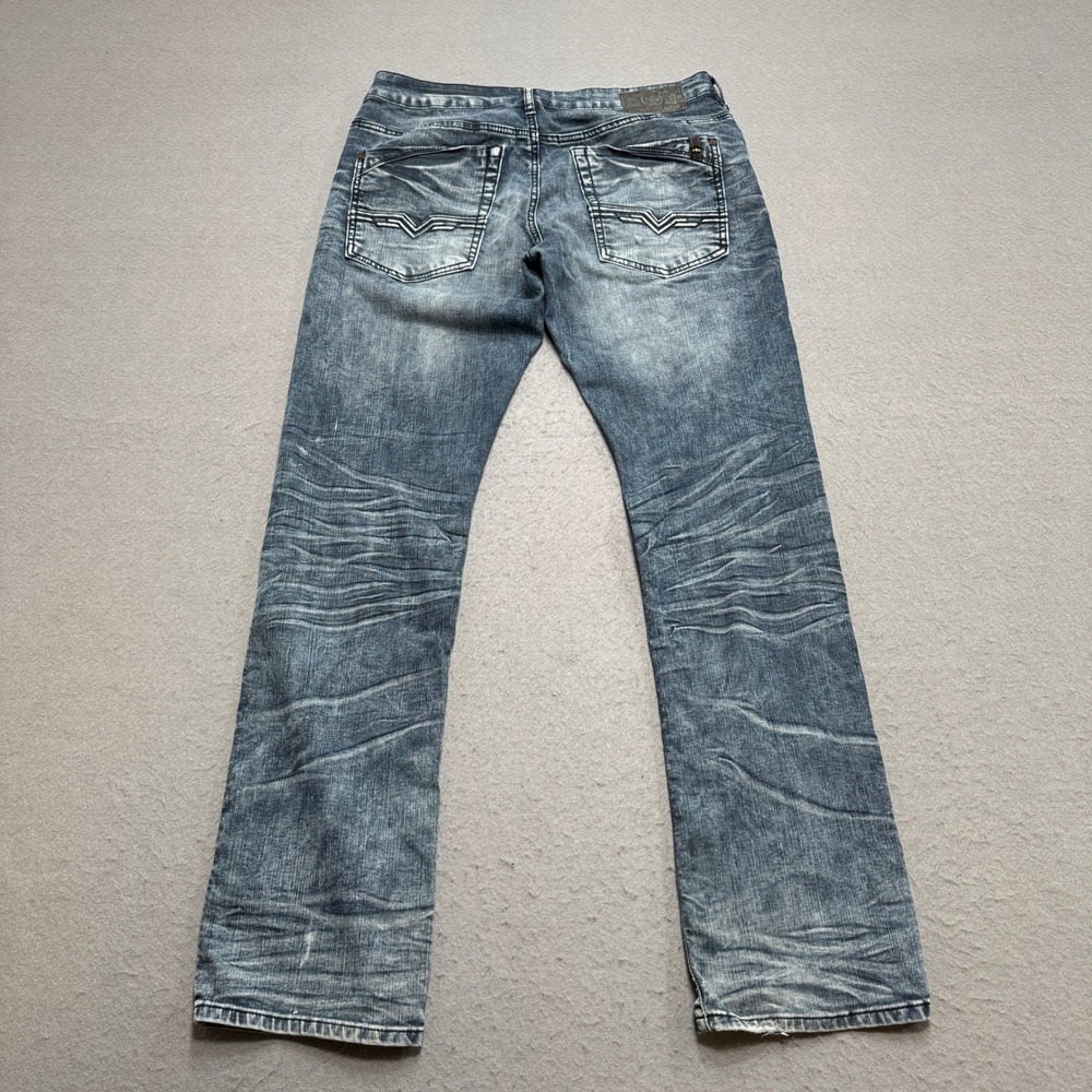 Buffalo David Bitton Jeans Men's 33x32 Blue Evan-X Slim Stretch Denim Whiskered - Picture 2 of 7